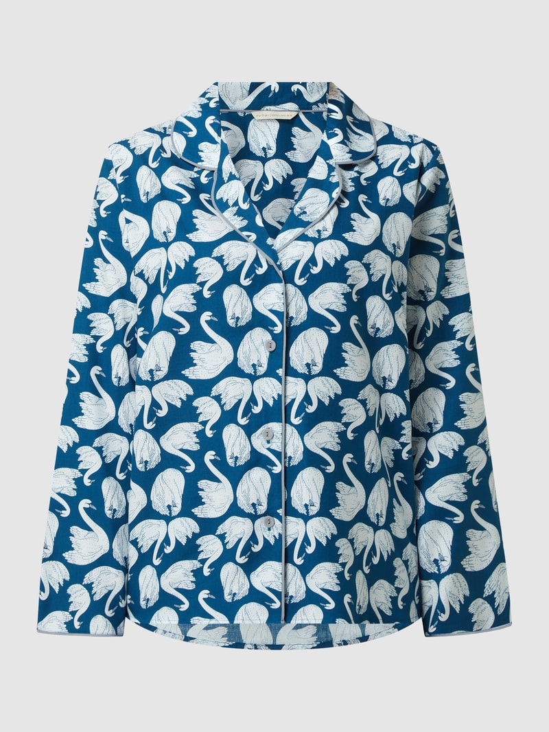 Pyjama-Oberteil aus Baumwoll-Modal-Mix Modell 'Maria' in hellblau
