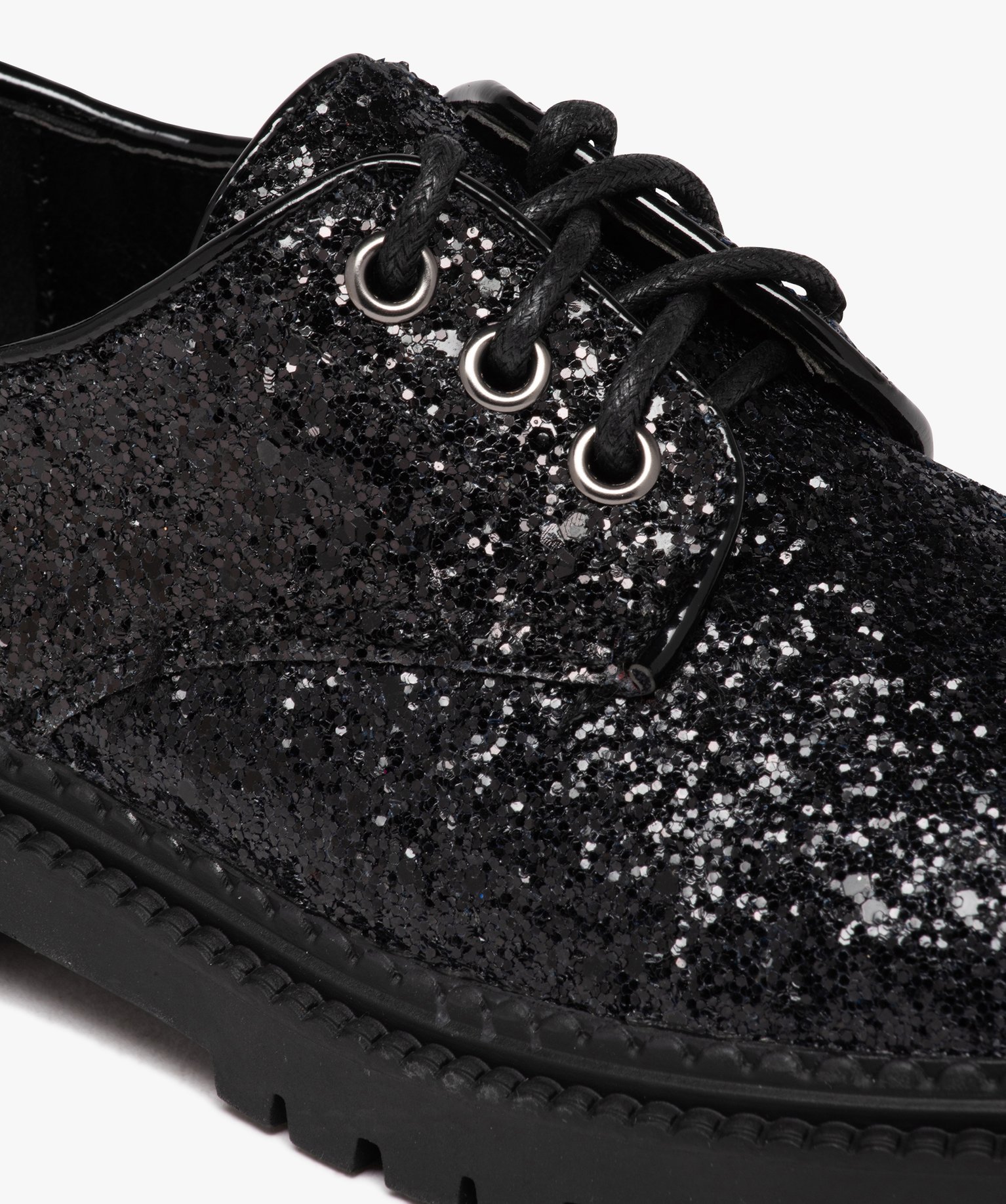 Derbies filles pailletées à semelle crantée noir | GEMO