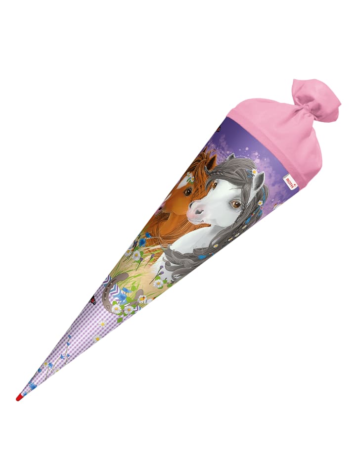 ROTH Schultüte groß Blumenpferde 70 cm in Lila günstig kaufen onesize