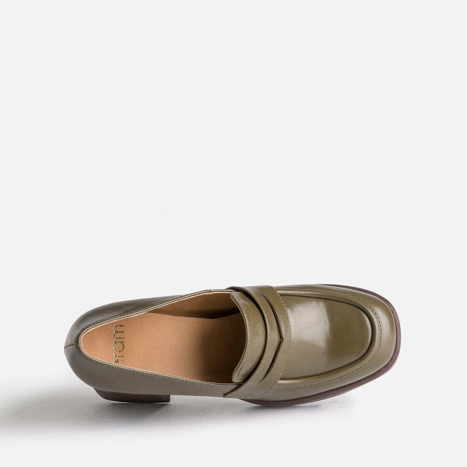Mocassin kaki à talon et plateforme