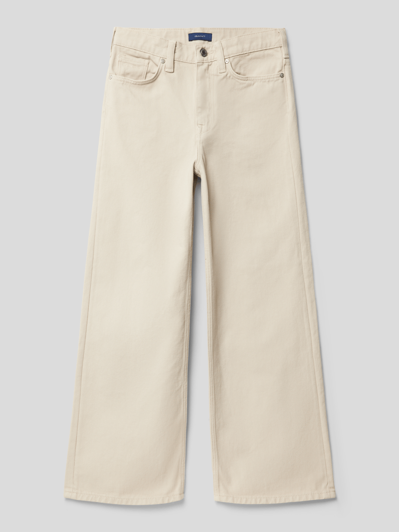 Jeans mit Label-Patch in beige