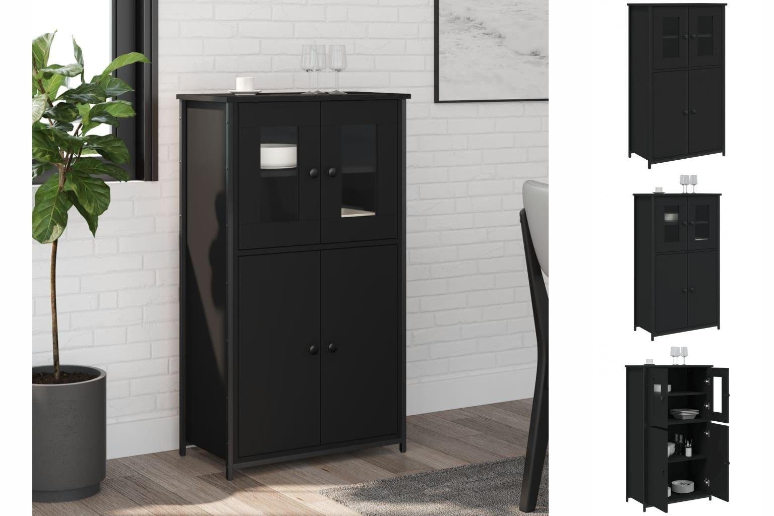 vidaXL Anrichte Highboard Schwarz 62x32x106,5 cm Holzwerkstoff Glas Vitrine