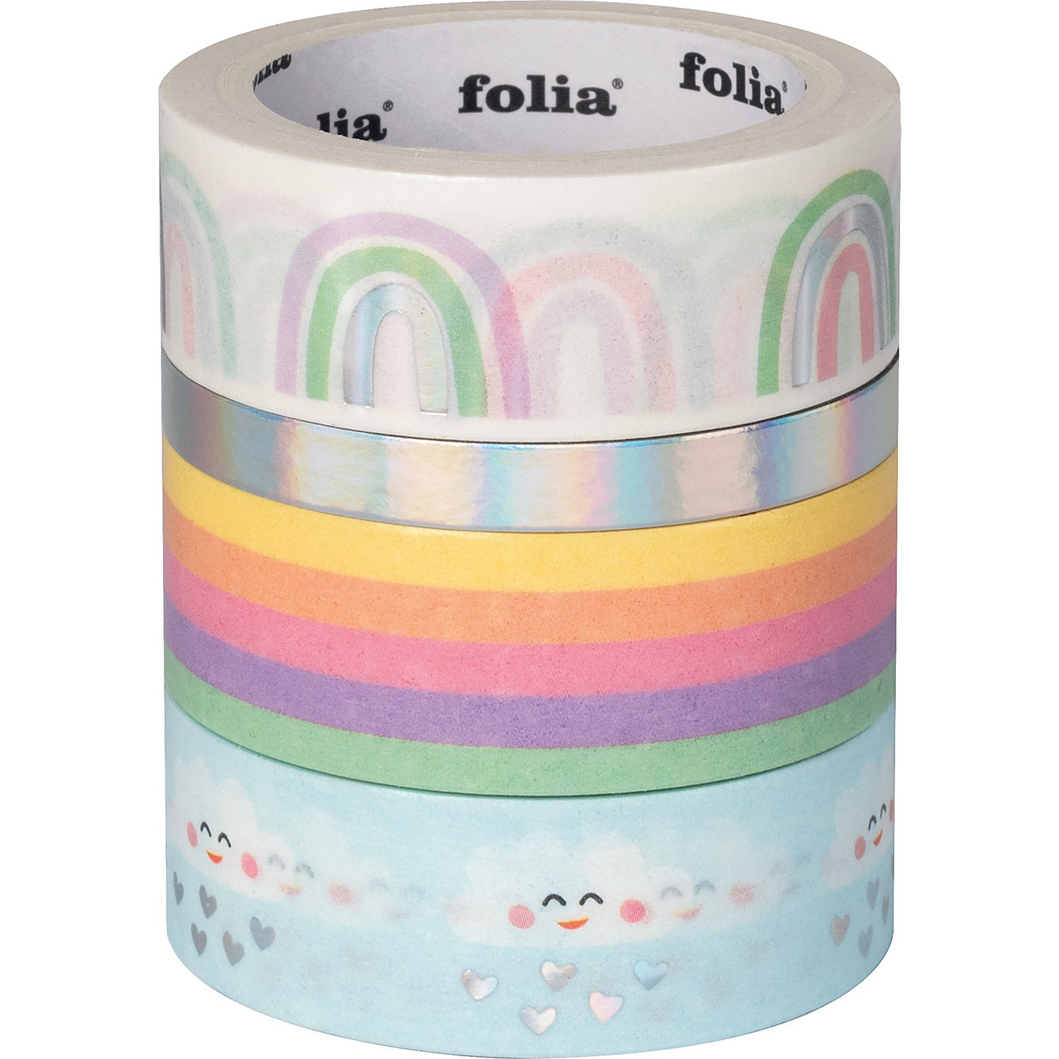 folia Deko-Tapes Regenbogen, 5–15 mm, 20 m