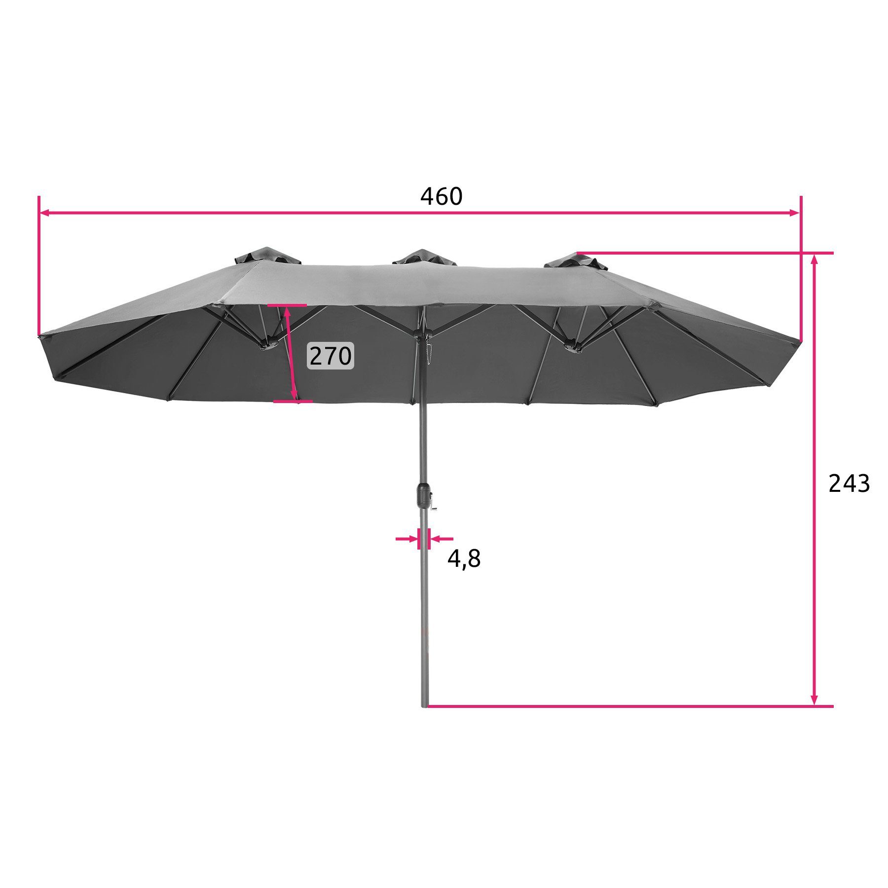 tectake Sonnenschirm Silia, SonnenschirmBedienungsanleitung, SonnenschirmBedienungsanleitung, Aluminiumgestell