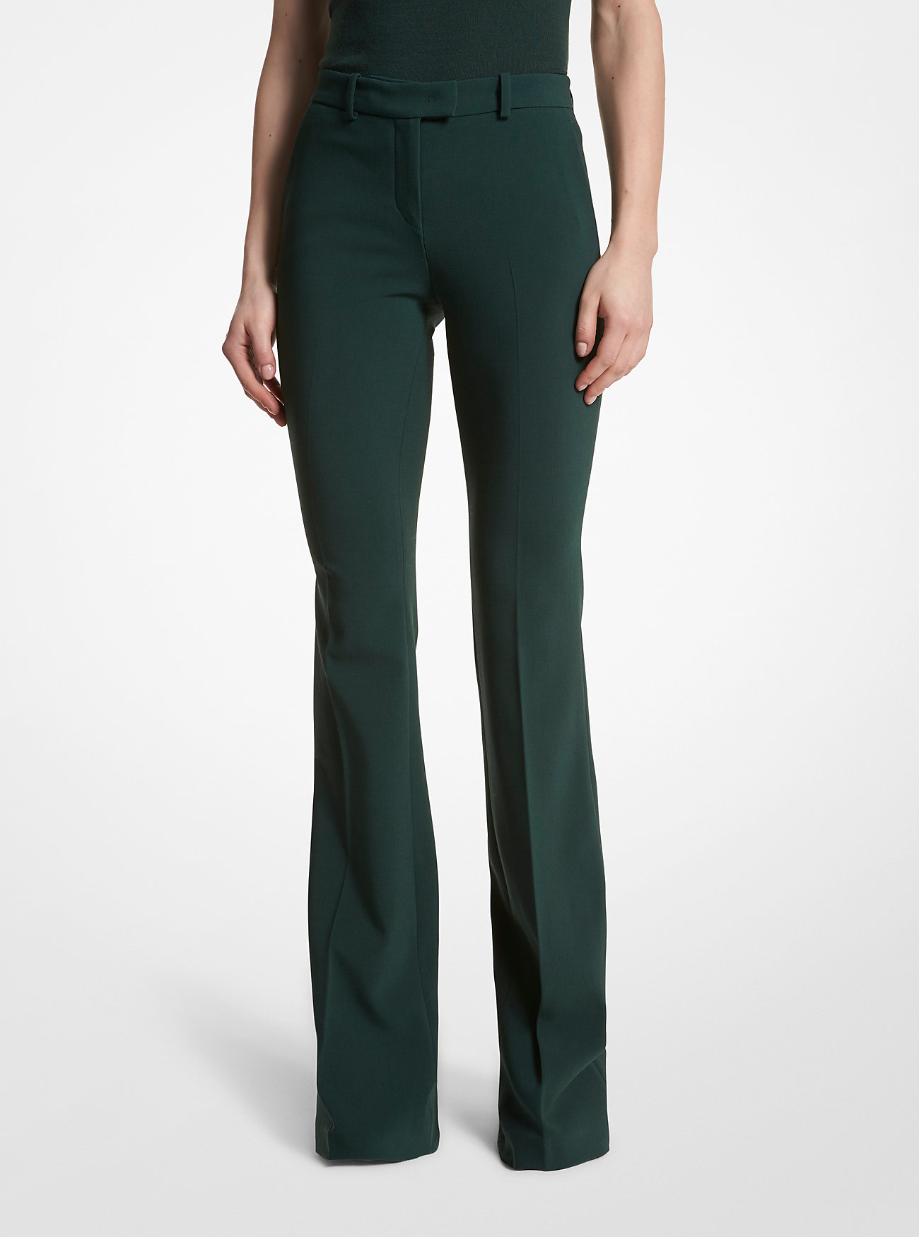 Haylee Stretch Pebble Crepe Flared Bukser - FOREST