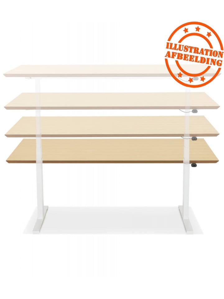 KADIMA DESIGN Elektrischer Sitz-Steh-Schreibtisch aus Holz und Metall | Modern Weiß in Weiß günstig kaufen