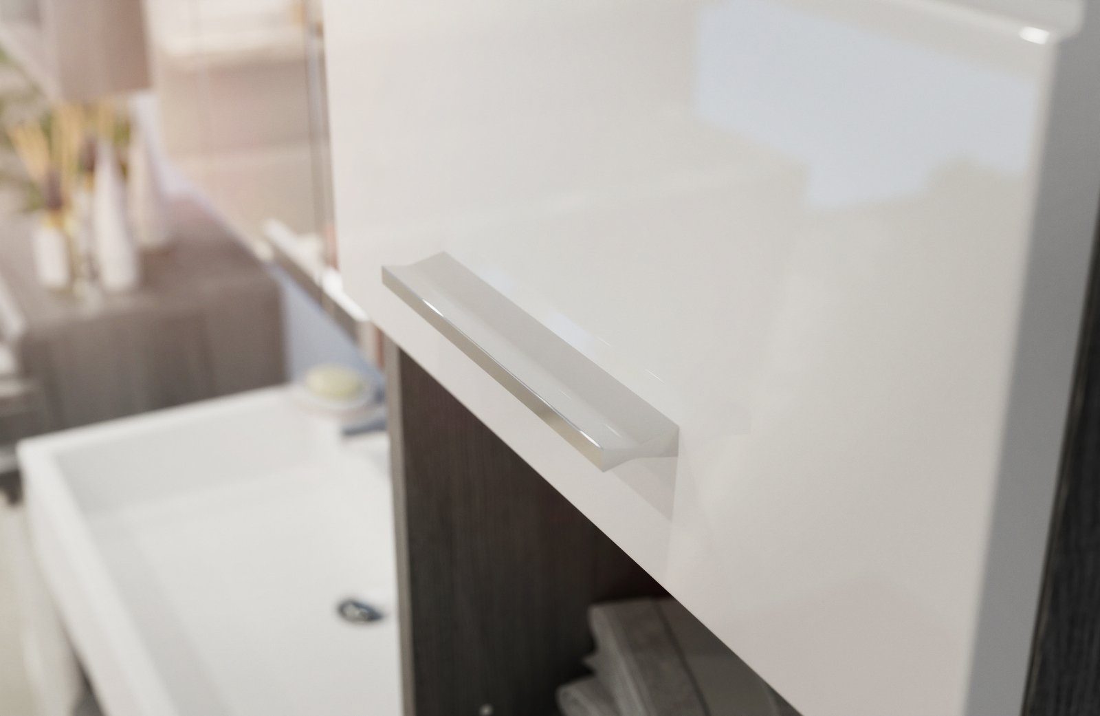 xonox.home Kommode Scout (Badschrank weiß und grau Rauchsilber, mit Auszug), 2-türig, Hochglanz