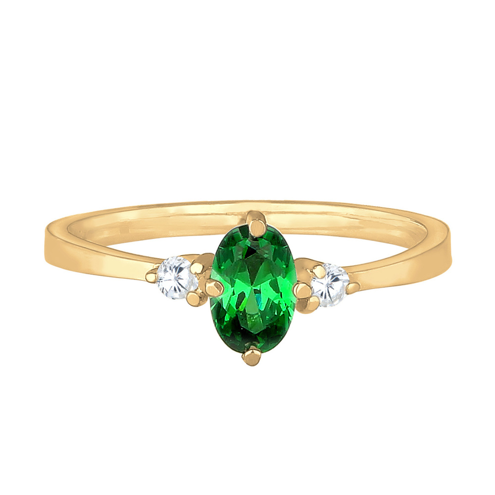 Elli Elli Bague Femmes Bande Élégant avec Cristaux de Zirconium Vert en Argent Sterlin Bague