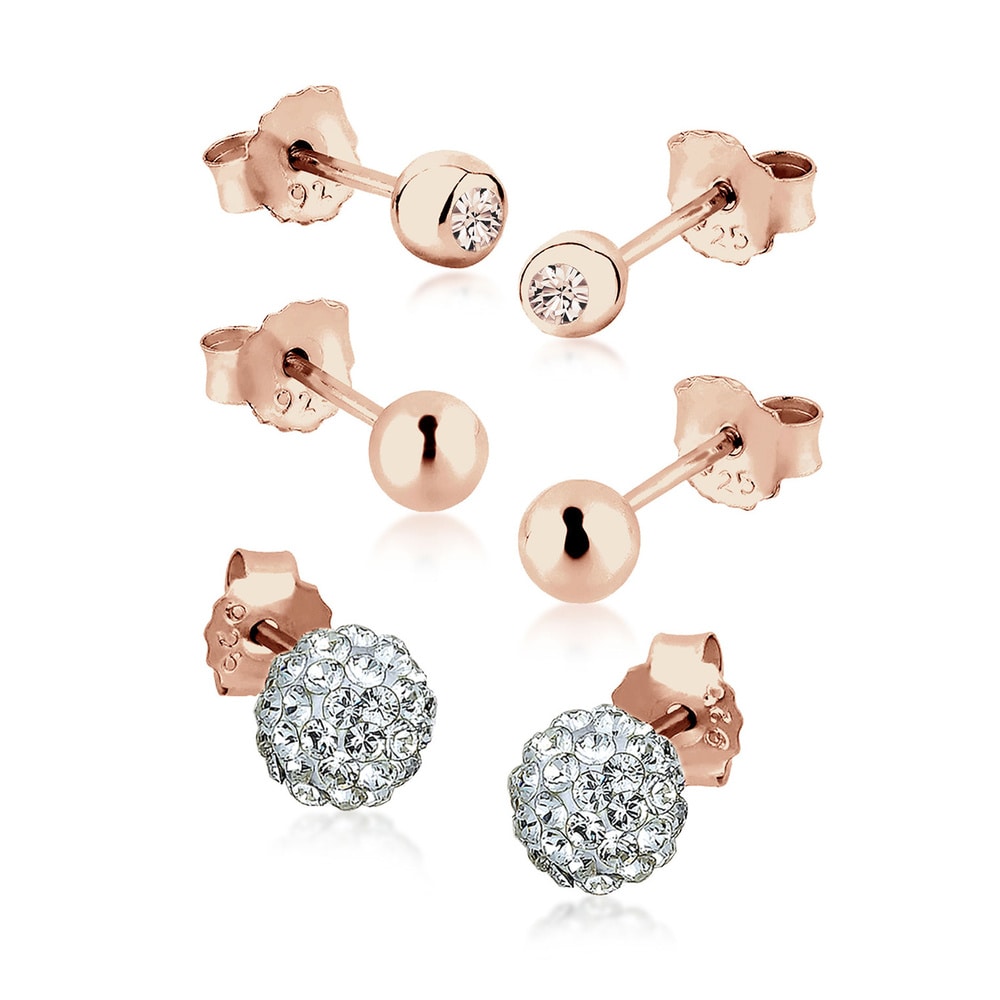Elli Elli Boucles d'Oreilles 3er Set Kristalle rosé vergoldet Boucles d'oreilles