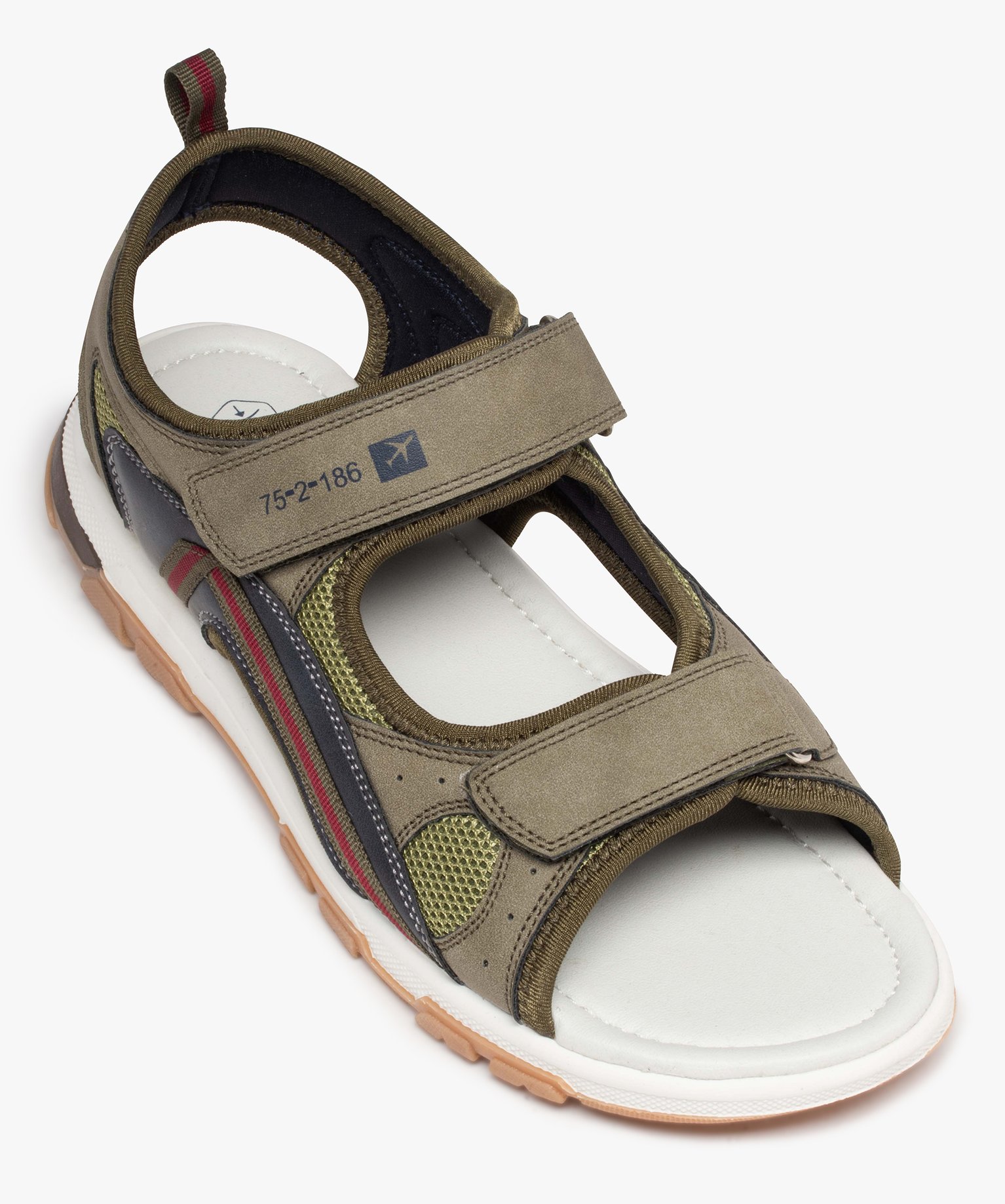 Sandales sport Garçon multimatières à brides scratch kaki | GEMO