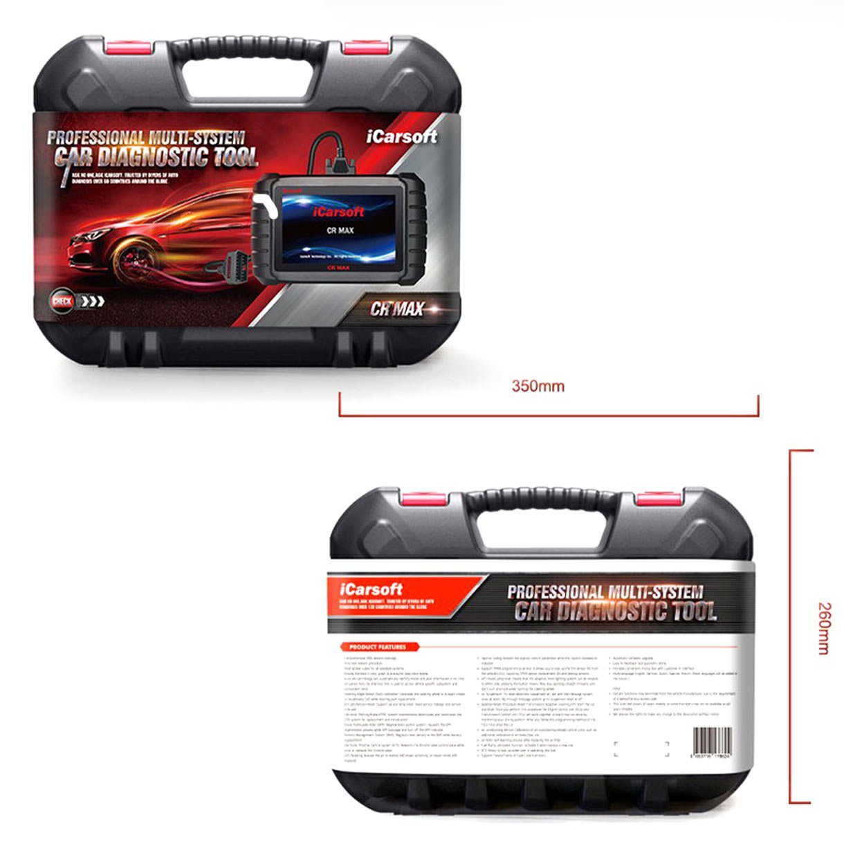 iCarsoft OBD2-Diagnosegerät CR Max PROFI ALL IN ONE Diagnosegerät mehr als 40 Fahrzeugmarken OBD2, 17,78 cm / 7,0