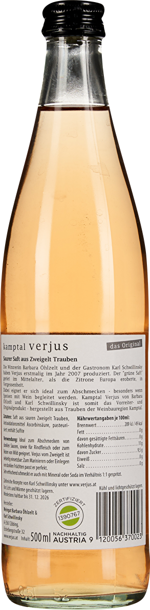 Öhlzelt & Schwillinsky Zweigelt Verjus 0,5 Liter