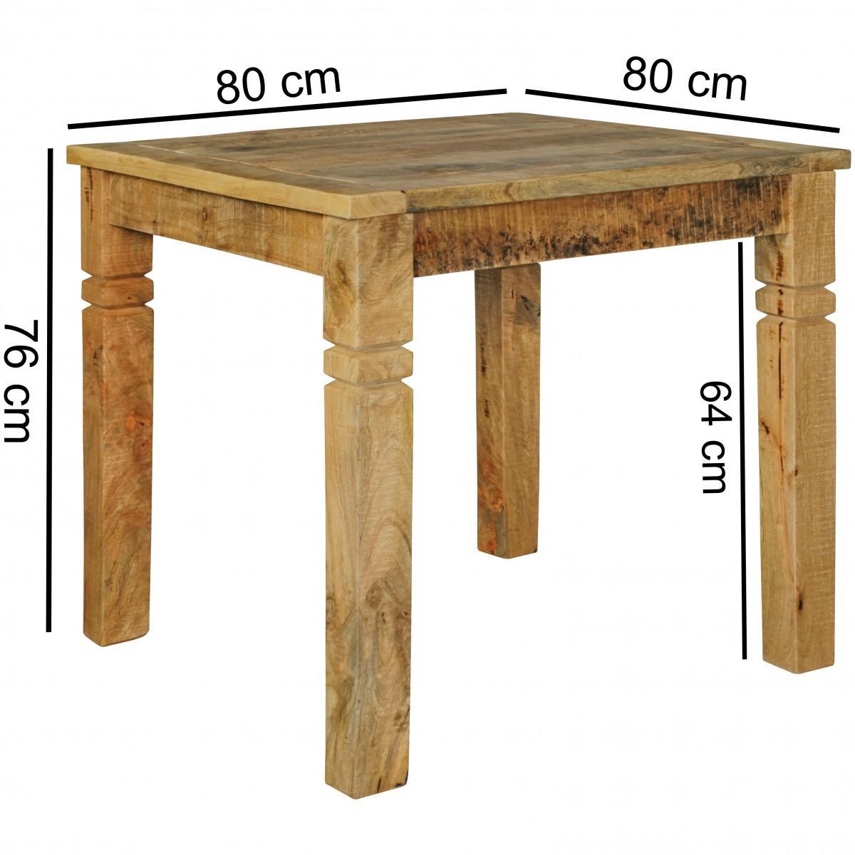 Wohnling Esszimmertisch RUSTICA 80 x 80 x 76 cm Mango Massivholz