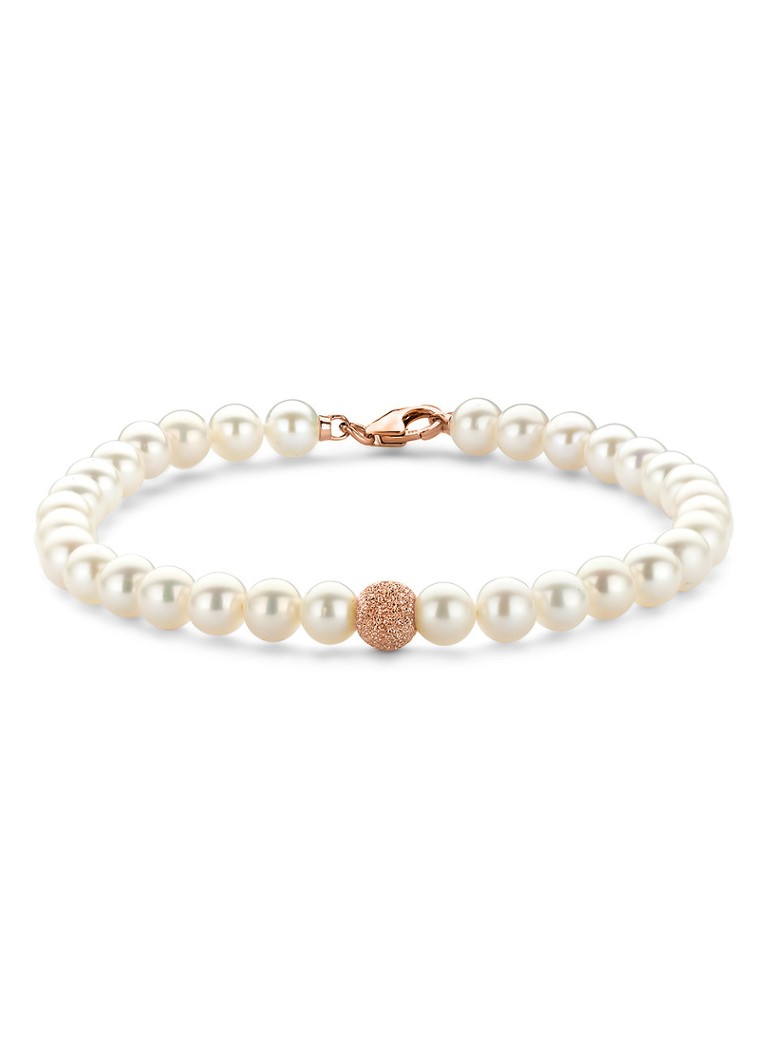Diamond Point Rose gold bracelet white freshwater pearl Riviera