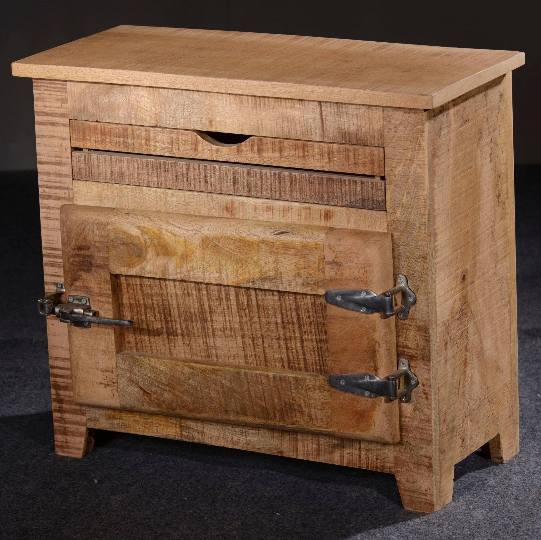 SIT Badkommode Frigo, Mangoholz im Antik-Look mit Kühlschrankgriffen, Breite 67 cm