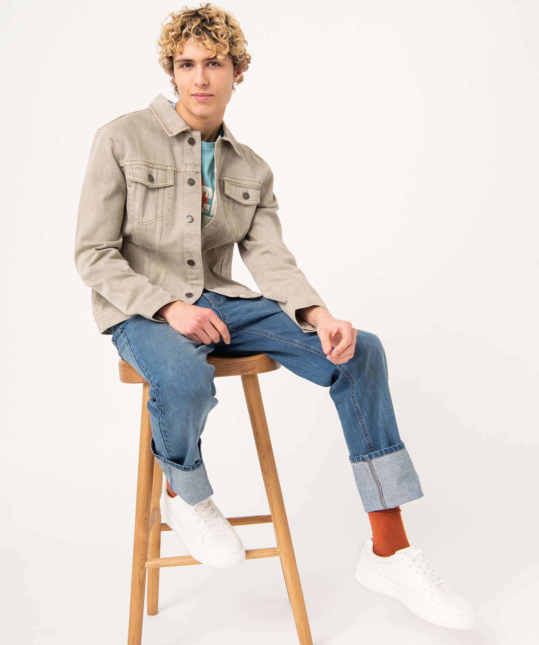 Jean homme coupe Regular légèrement délavé stone | GEMO