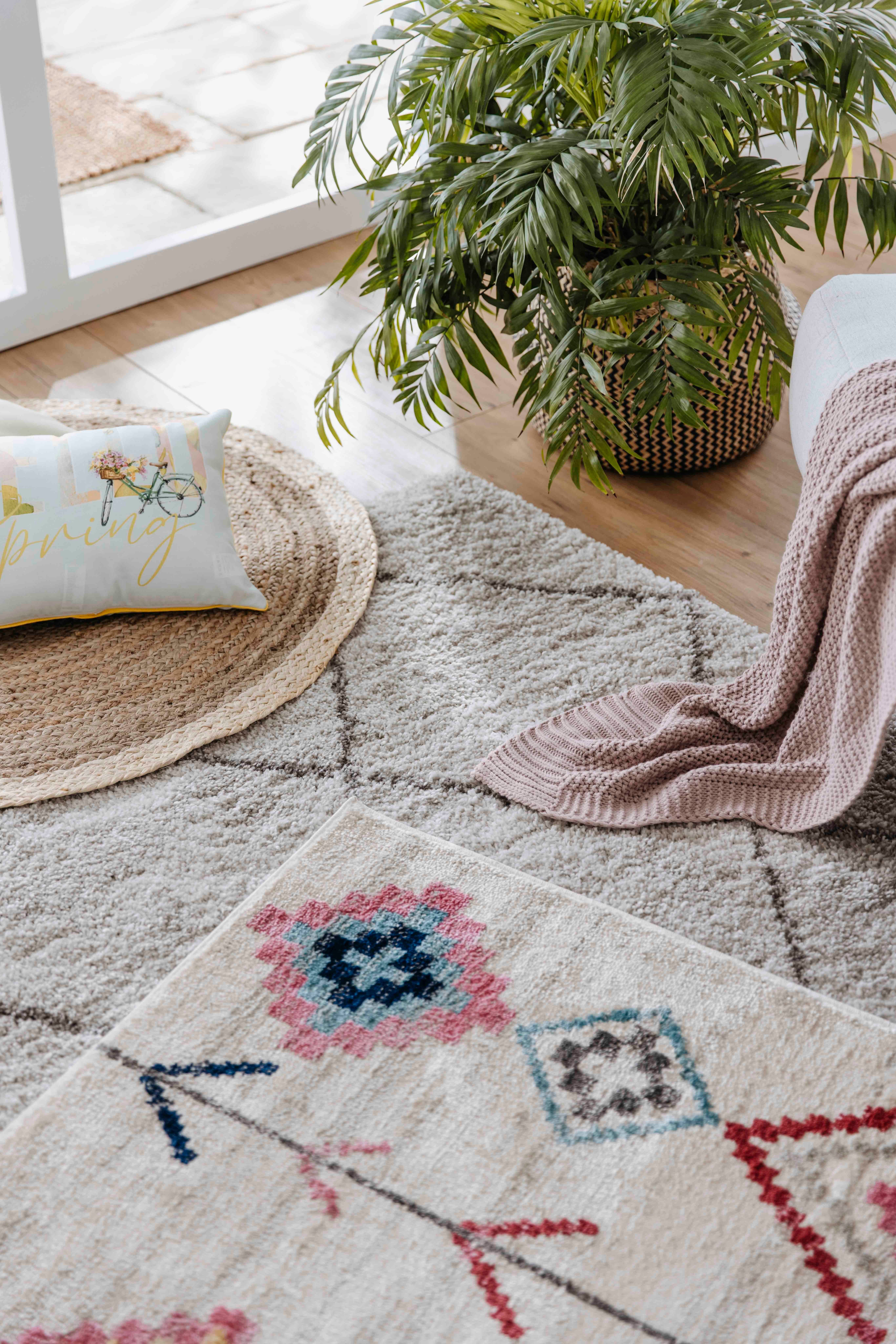 Hochflor-Teppich Belle, Leonique, rechteckig, Höhe: 35 mm, Rauten-Design, weiche Haptik