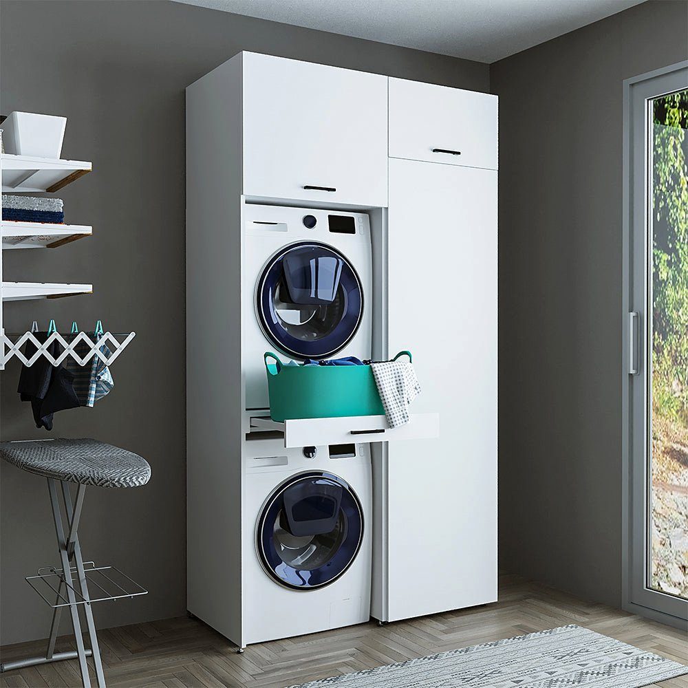 Roomart Waschmaschinenumbauschrank (Waschmaschinenschrank für Trockner und Waschmaschine Überbauschrank)