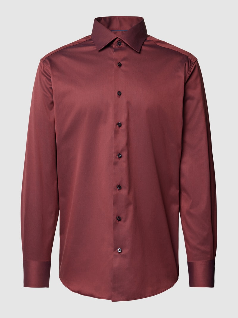Modern Fit Premium Shirt mit Kentkragen in bordeaux rot