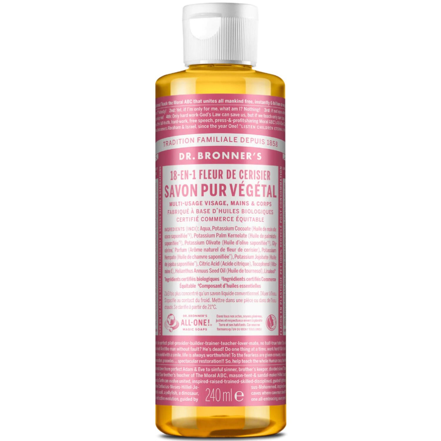 Dr Bronners Savon liquide Fleur de cerisier Un savon de Castille liquide naturel 18-en-1