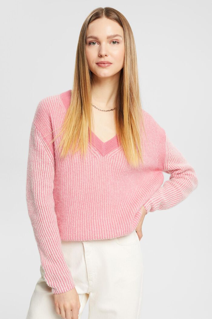 Zweifarbiger Pullover mit Alpaka