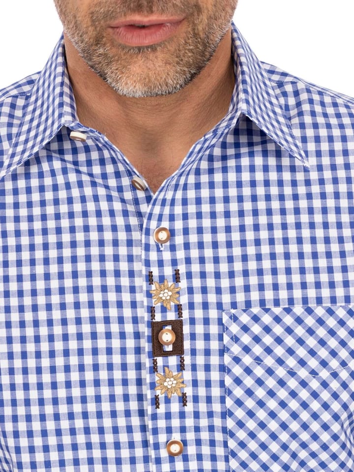 Gipfelstürmer Trachtenhemd 420007-2602 in blau günstig kaufen