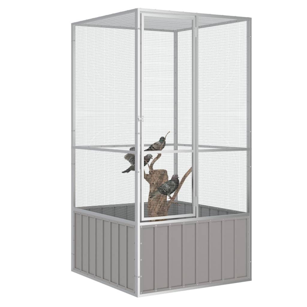 vidaXL Vogelkäfig Vogelkäfig Grau 111x107x211,5 cm Verzinkter Stahl