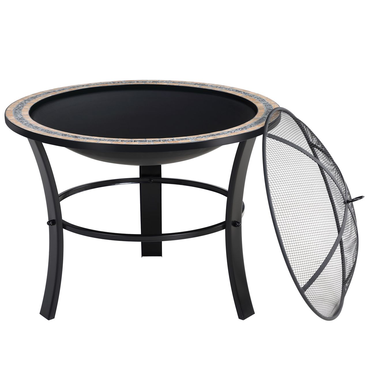 Monzana Feuerstelle Mosaik Fuego rund 76x65 cm schwarz bunt, , auch in anderen Farben verfügbar