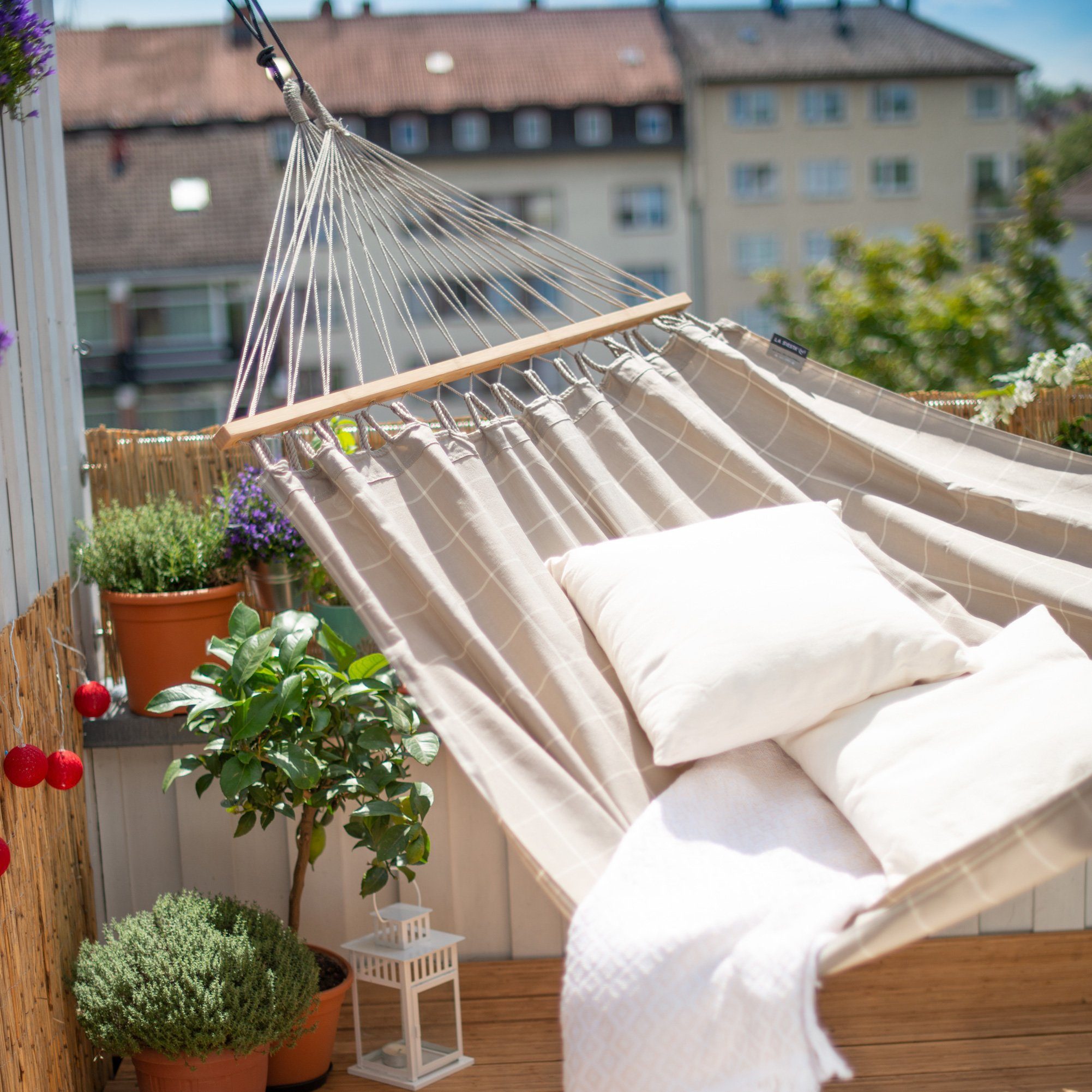 La Siesta Stabhängematte Stabhängematte Alisio Almond - Doppel-Stabhängematte Outdoor - La Sies, Hochwertige Qualität