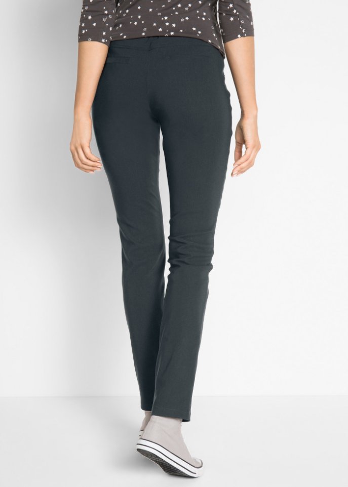 High-Waist-Bengalin-Stretch-Hose mit Bequembund, Straight