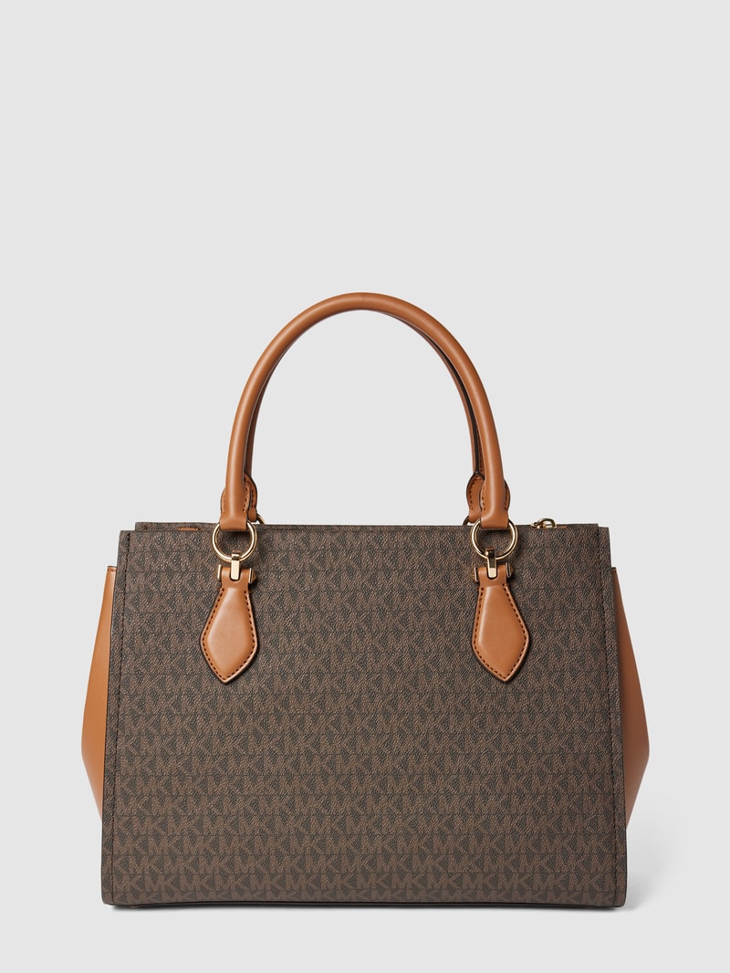 Tote Bag mit Label-Print Modell 'MARILYN' in mittelbraun
