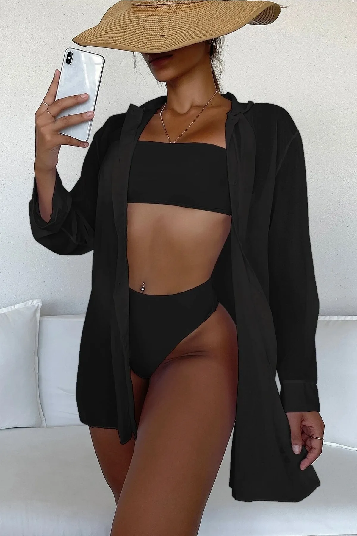 Angelsin  Chiffon-Hemd, Strandkleid, Pareo-Kimono-Kaftan