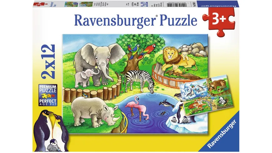 Ravensburger Puzzle - Tiere im Zoo, 2x12 Teile