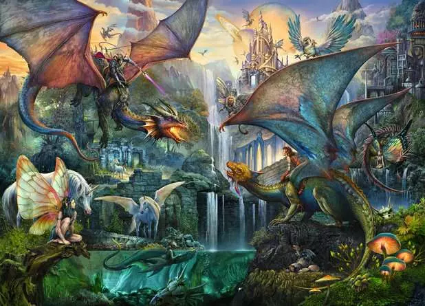 Puzzle 9000 Teile - Zauberhafter Drachenwald