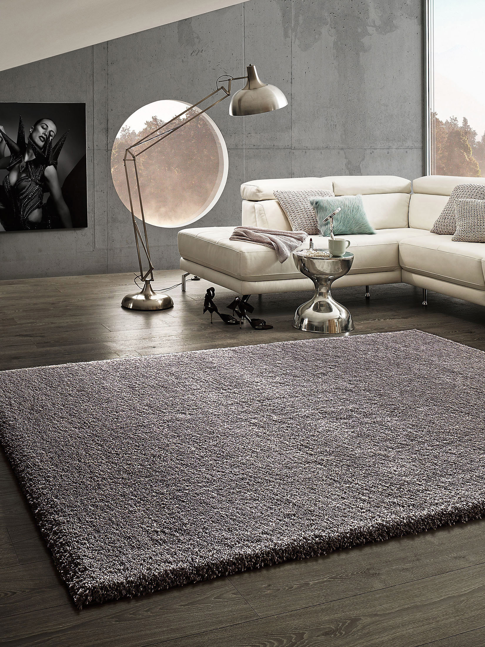 Lounge Hochflor-Teppich, Grau