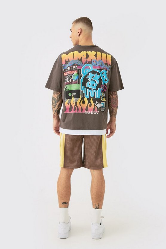 Mesh Colorblock Basketball-Shorts