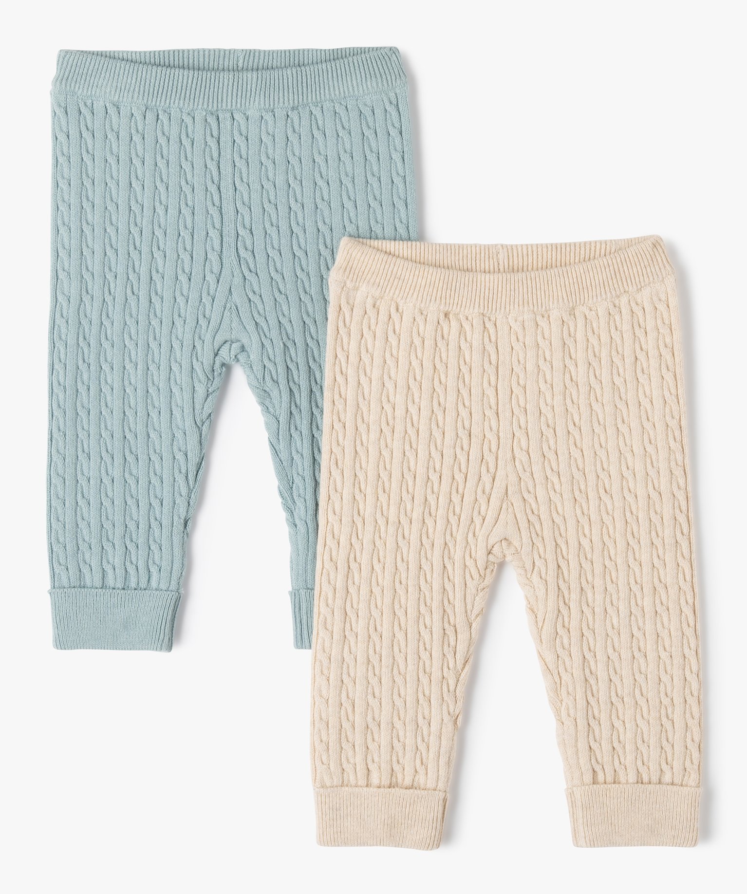 Pantalon bébé en maille torsadée (lot de 2) bleu | GEMO