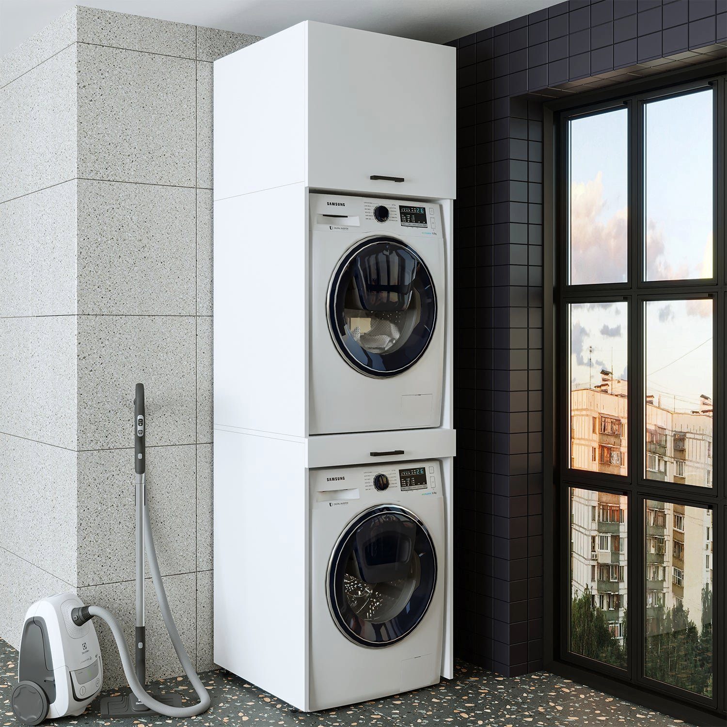 Roomart Waschmaschinenumbauschrank (Waschmaschinenschrank für Trockner und Waschmaschine Überbauschrank)