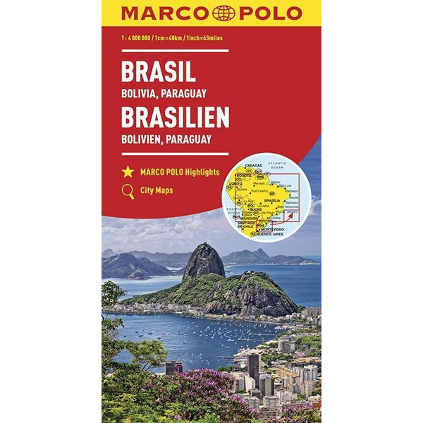 MARCO POLO Kontinentalkarte Brasilien, Bolivien, Paraguay, Uruguay 1:4 000 000 - Straßenkarte