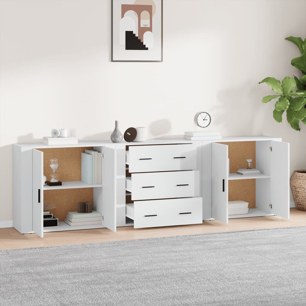 vidaXL Sideboard Sideboards 3 Stk. Weiß Holzwerkstoff (3 St)