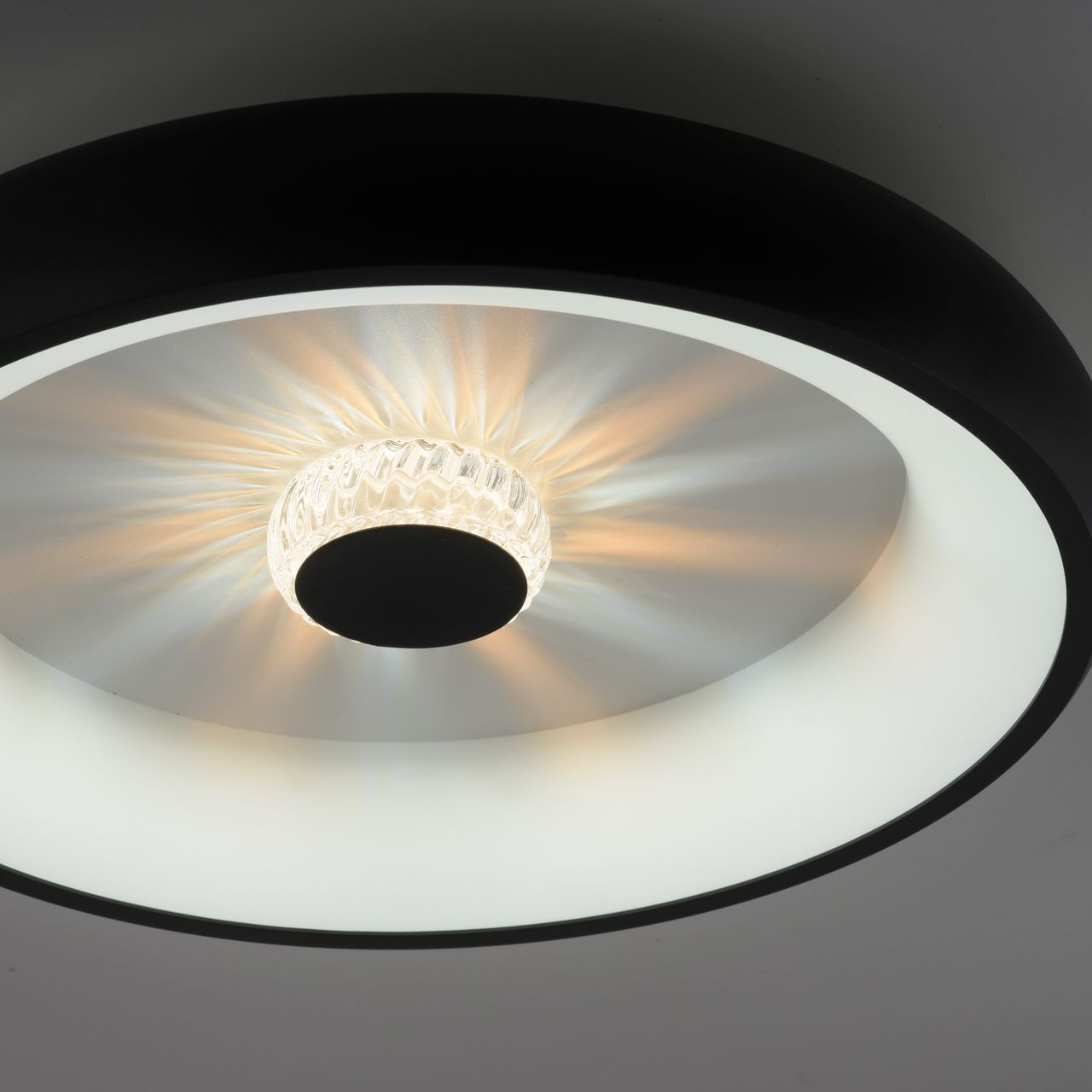 JUST LIGHT LED Deckenleuchte VERTIGO, CCT, dimmbar, Fernbedienung, Ø46,5 cm, Kristall-Effekt