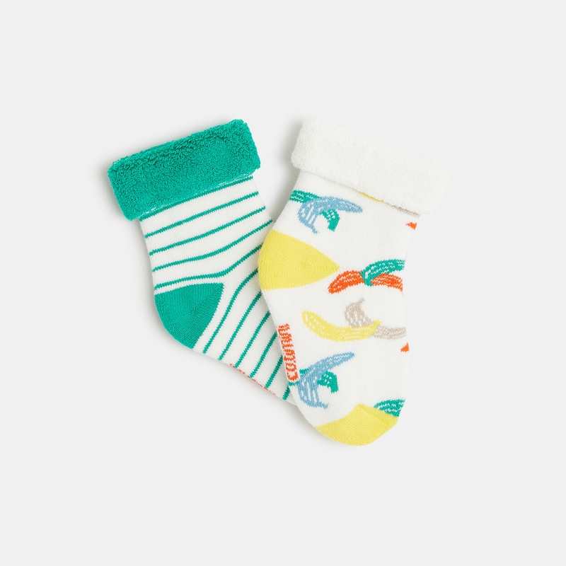 Chaussettes bébé rayées à motifs bananes blanches Catimini