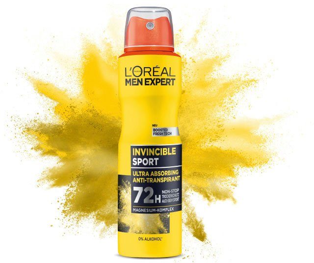 L'ORÉAL PARIS MEN EXPERT Deo-Spray Deo Spray Invincible Sport, Packung, 6-tlg.