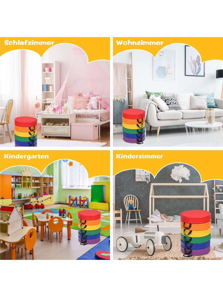COSTWAY 6er Set Kinder Stuhlkissen in Bunt günstig kaufen onesize