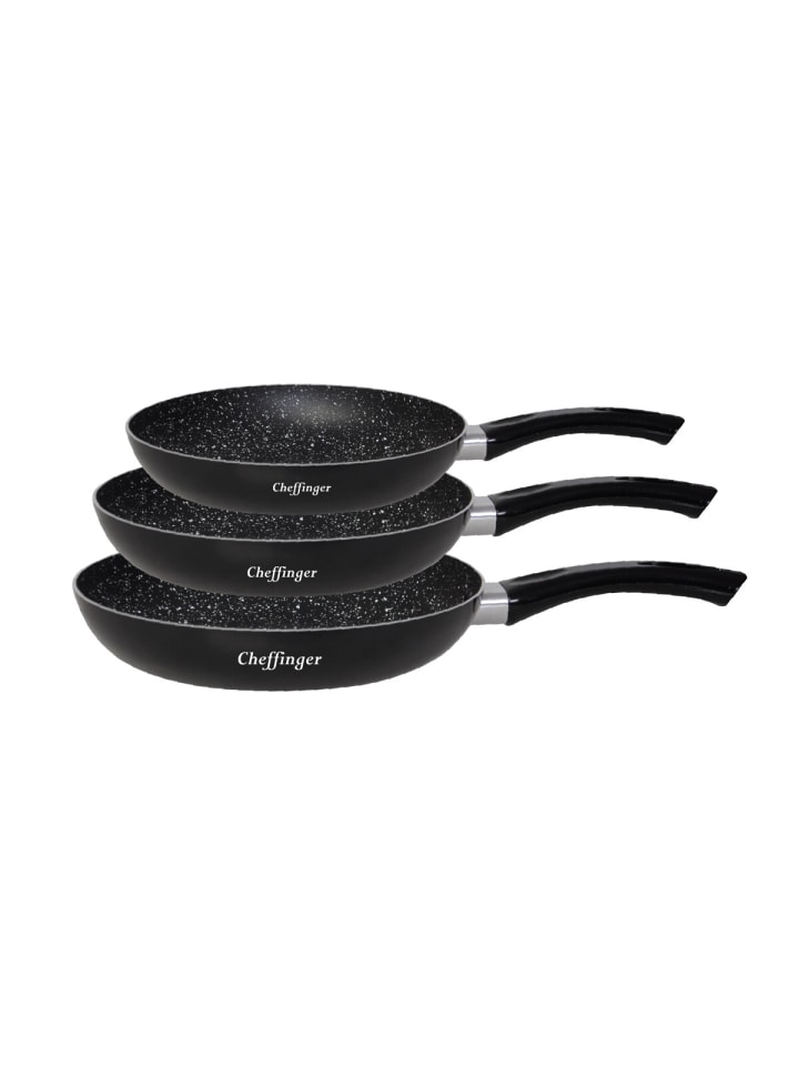 Cheffinger 3er-Set Bratpfannen in Schwarz günstig kaufen onesize