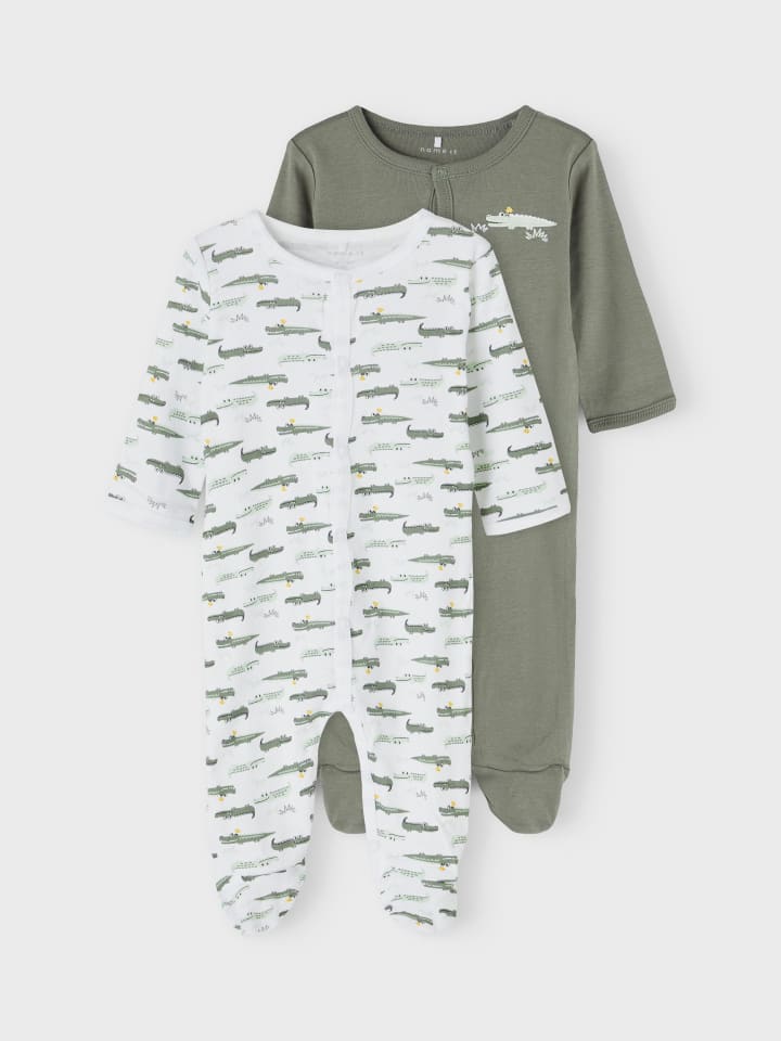 name it Schlafanzug Kroko mit Druckknopf in Grün günstig kaufen