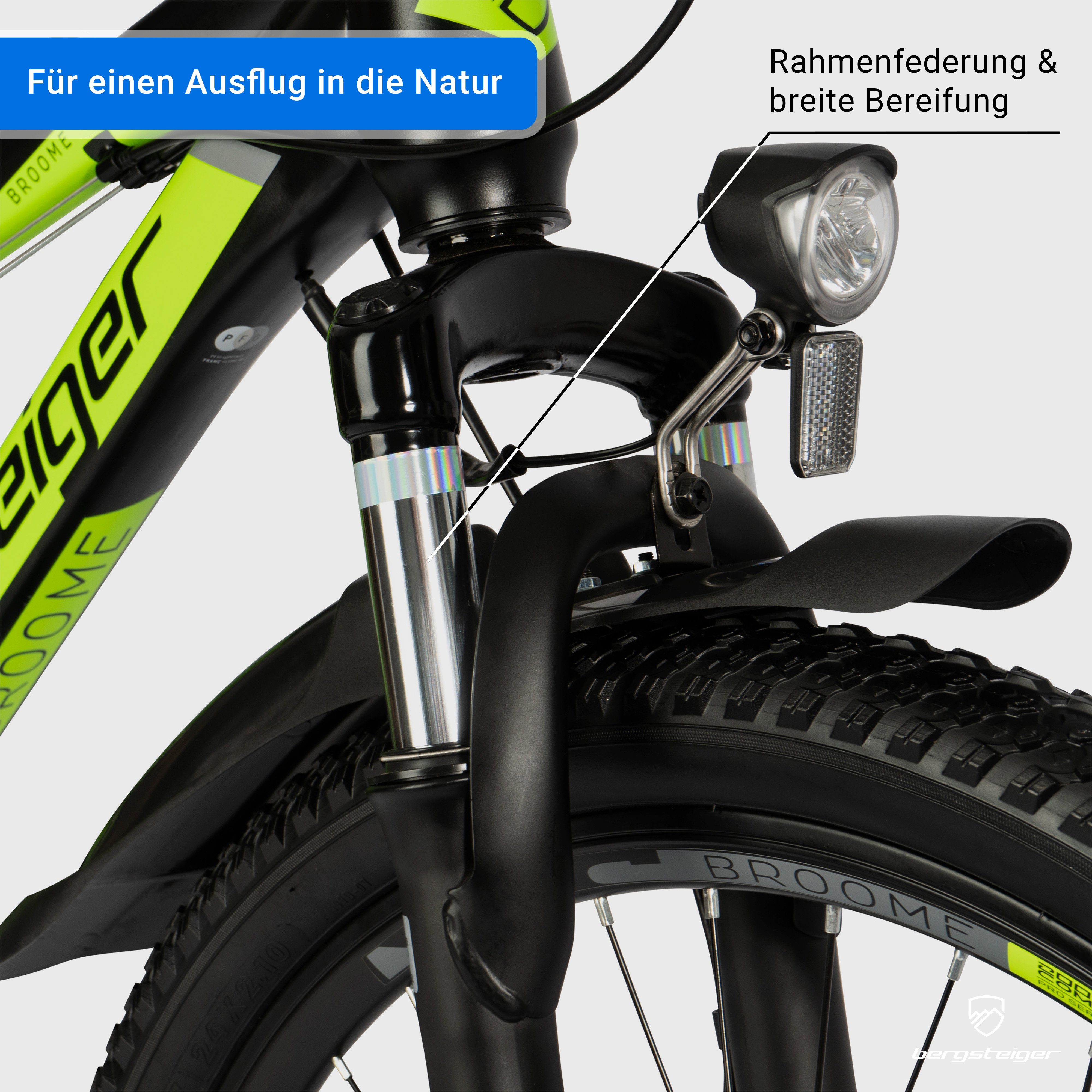 bergsteiger Kinderfahrrad Bergsteiger Broome 24, 26 Zoll, 21 Gang Shimano Shimano Tourney Schaltung Schaltwerk, Kettenschaltung