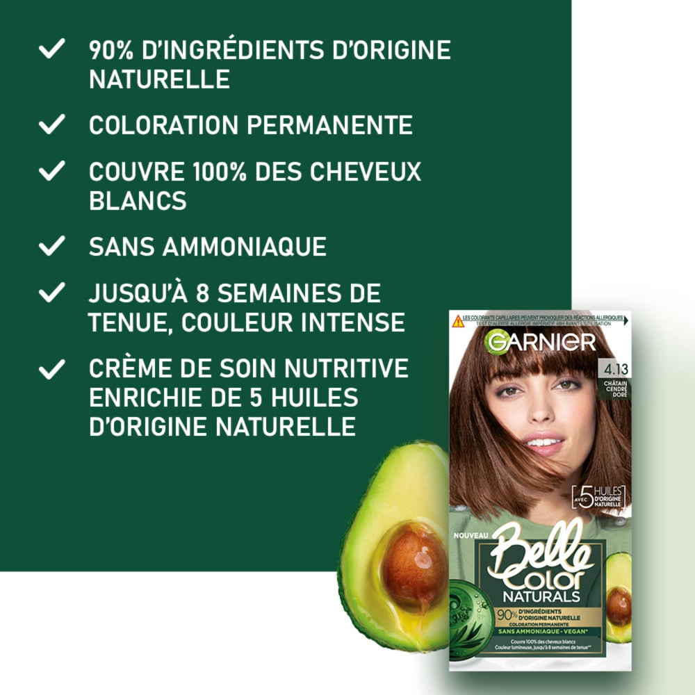 garnier coloration Belle Color Naturals Coloration Permanente Sans Ammoniaque 90% d'Ingrédient d'origine naturelle