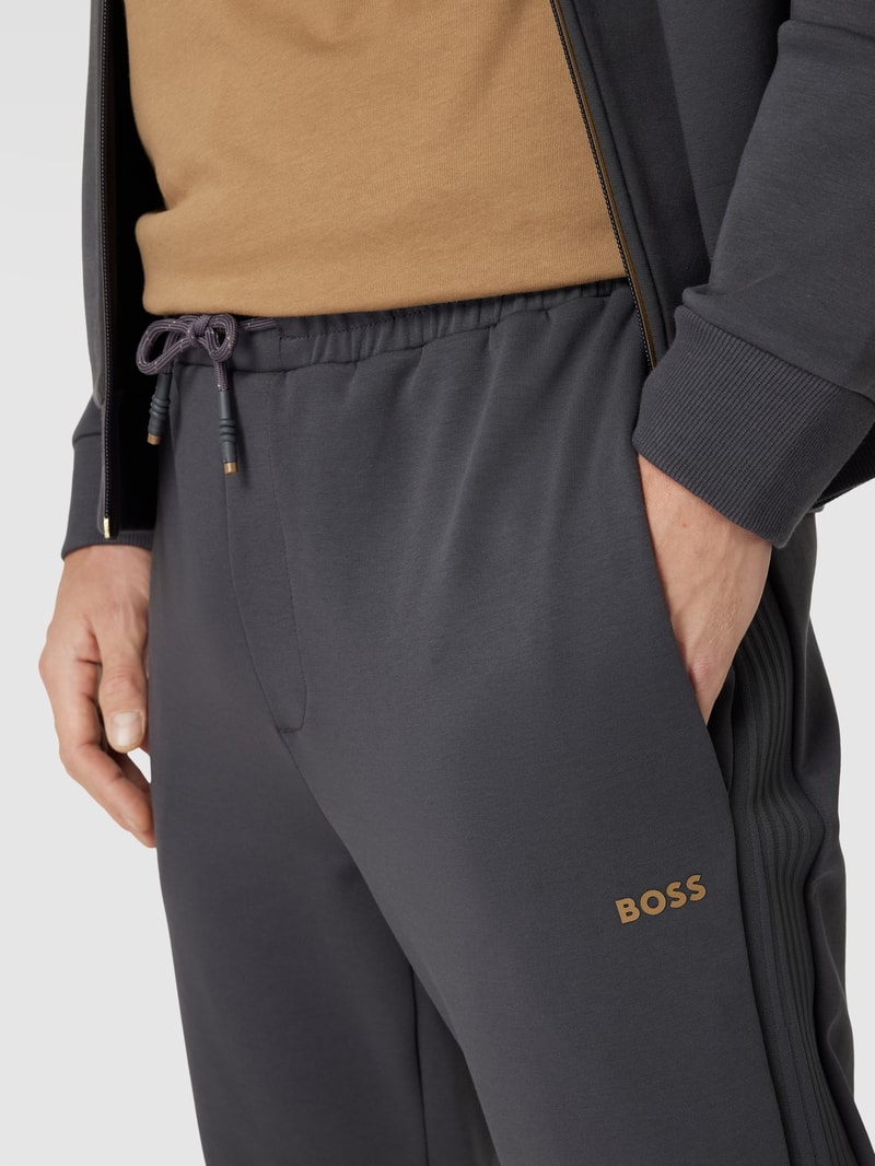Sweatpants mit Label-Print Modell 'Hadiko' in graphit