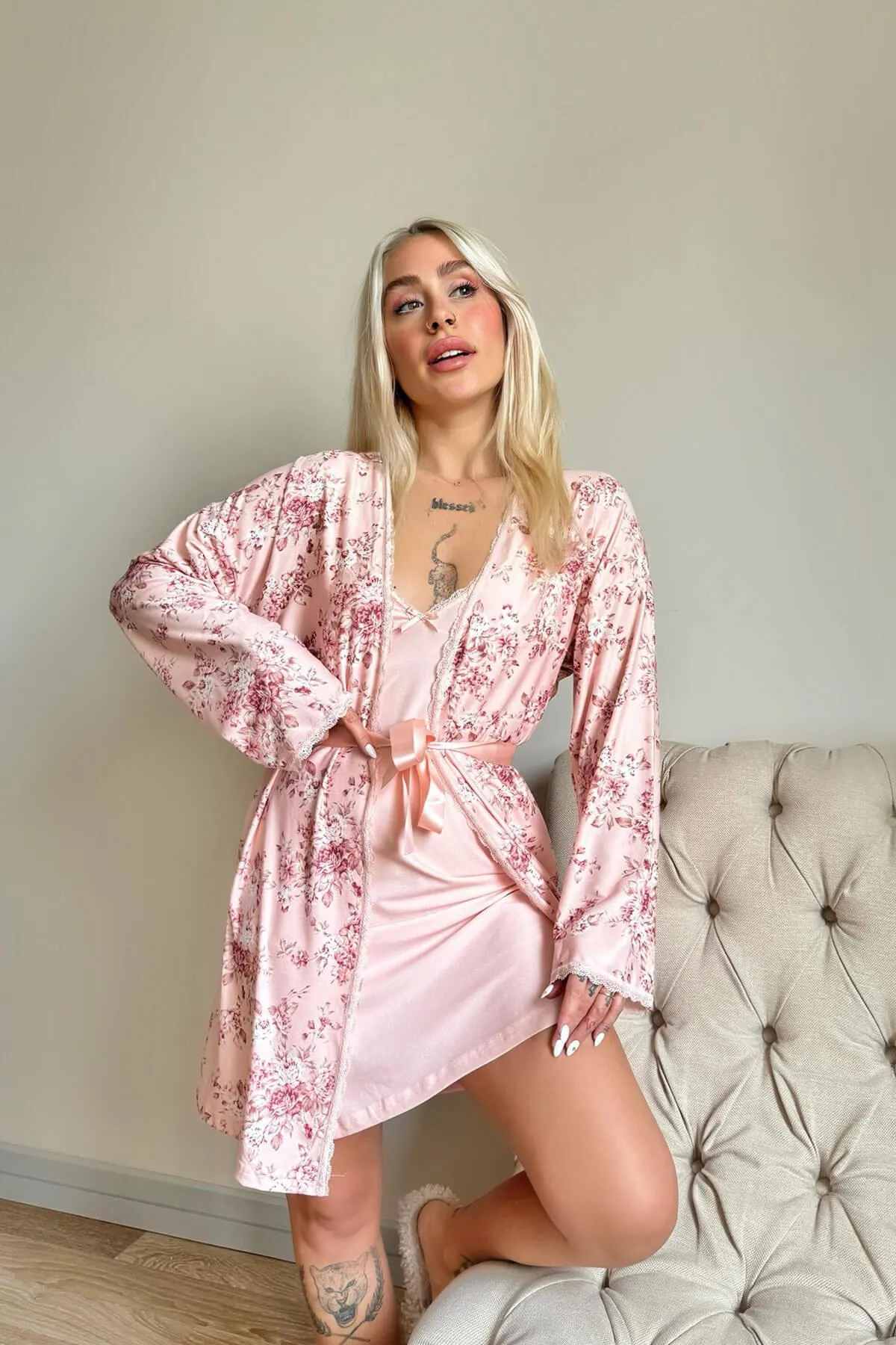 Pijamaevi  Pyjama set - Rosa - Unifarben